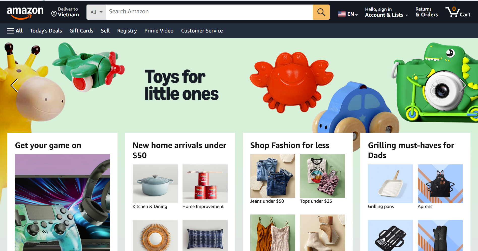 Amazon website interface