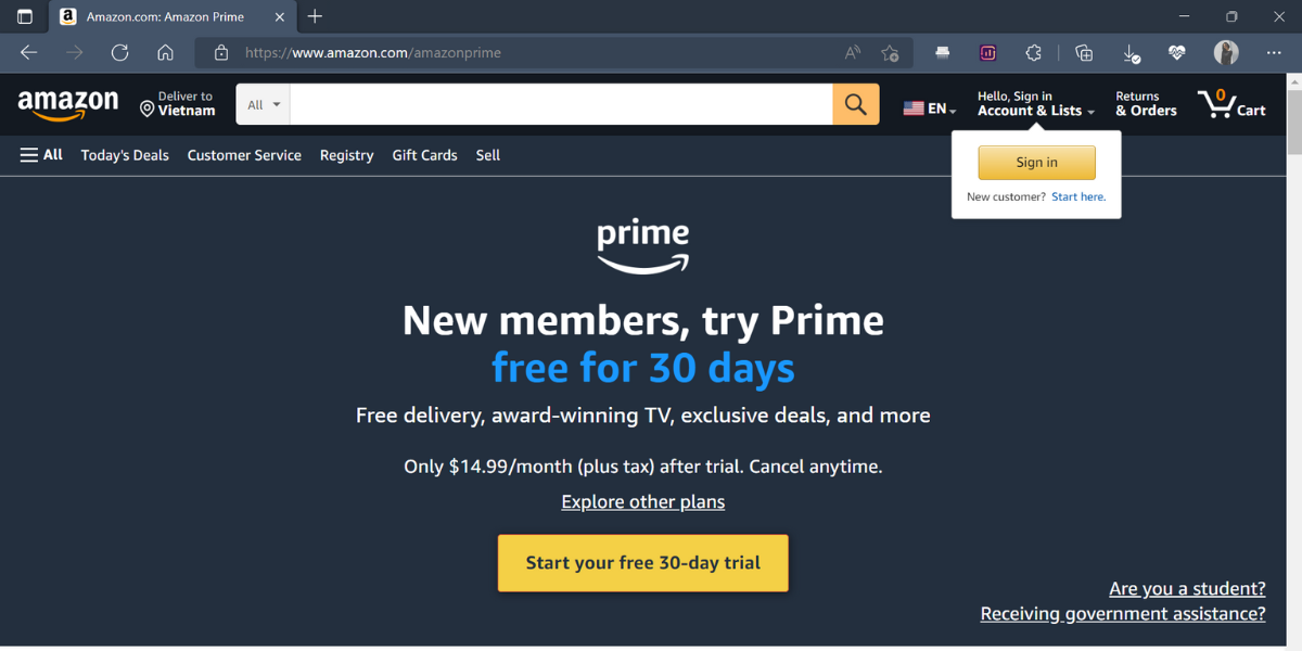 How to sign up for a Prime membership